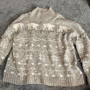 Loft - bear fringed sweater - XL